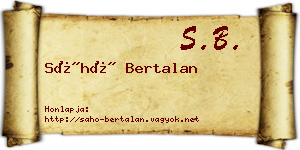 Sáhó Bertalan névjegykártya